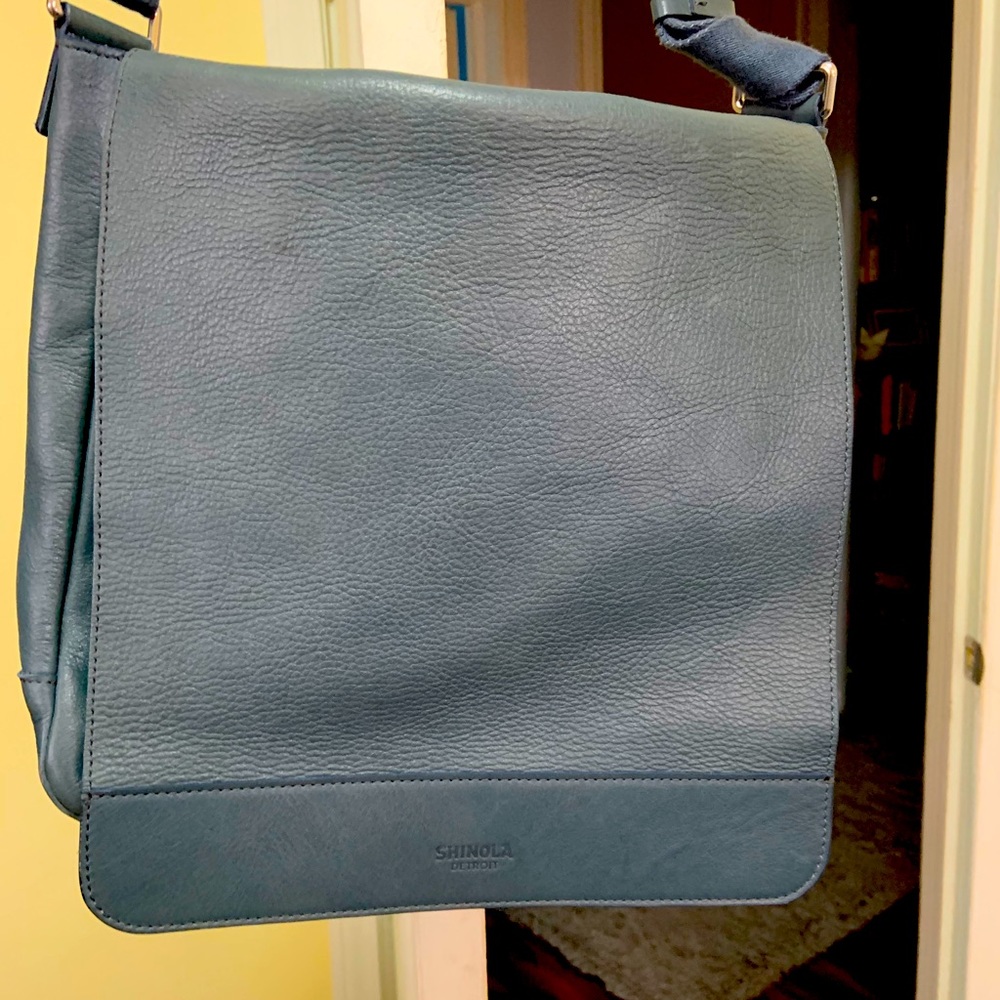 Shinola North/South messenger bag in slate blue